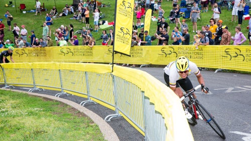 Edwin 脕vila, Columbia鈥檚 road race national champion, attacks alone on Lemon Hill in the quest for King of the Mountain points. The guy you see on the far left of the frame ended up taking taking top points. Perhaps Mr 脕vila mistimed things?