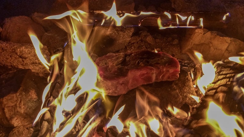 We threw all this together at the last minute, and didn't pack much as a result. Luckily you don't need much more than a fire to cook a great dinner.