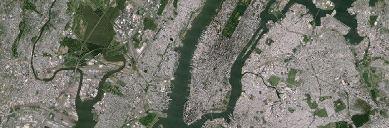 Manhattan, as photographed by the old Landsat 7 satellite.