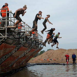 The muddy Walk the Plank water obstacle was phased out in early 2015.