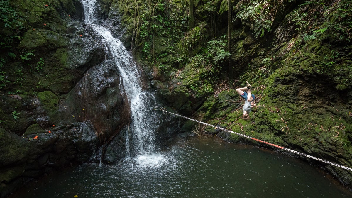 Why Slackline in a Gym When You Could Slackline Over a Waterfall in ...