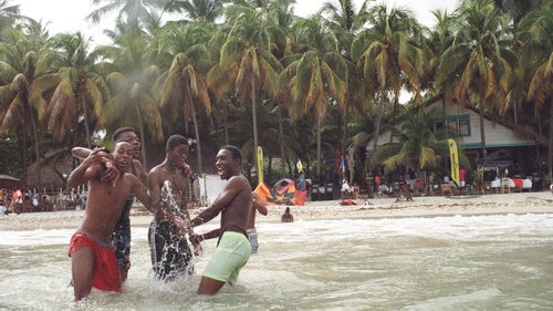 In between sessions, the party moved from the beach and into the water.