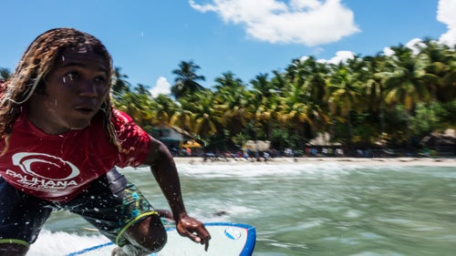 Papito Santana, representing the Dominican Republic, won the overall competition. He works as an instructor at the Pauhana Surf School on the northern coast of the D.R. and made the most of the weekend's small waves.