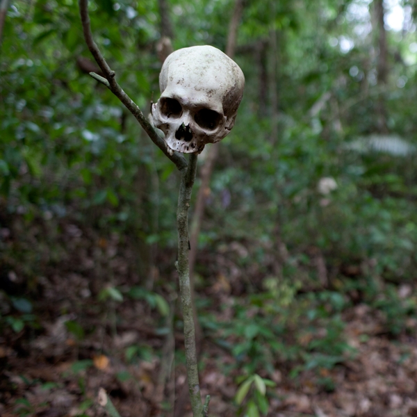 A human skull serves as a warning to travelers in the Gap.