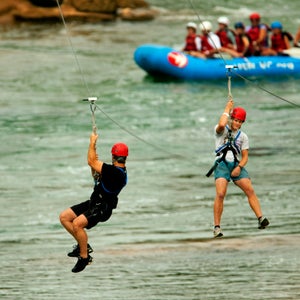 Ziplines at the U.S. National Whitewater Center, a 1,100-acre outdoor adventure complex outside Charlotte, North Carolina.