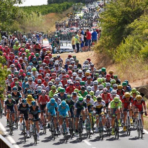 The pack rides during the eleventh stage of the Tour de France cycling race over 162.5 kilometers (100.7 miles) with start in Carcassonne and finish in Montpellier, France, Wednesday, July 13, 2016. (AP Photo/Christophe Ena)