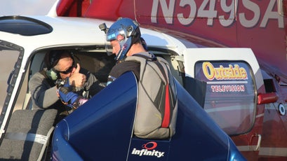 X-Wing co-builder Jason Johanson gives Rex a pep talk before his jump