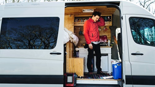 “We’d never built anything,” Irons says. “But there were details down to the size of the screws.” Among the upgrades is a Goal Zero solar generator and rooftop panels to power their fridge, interior lights, and fans.