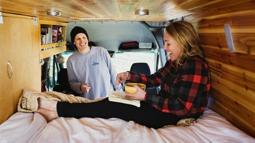 Beginning last July, they made their way from Big Sur to Banff to the Tetons, all the while hitting their work deadlines. After holing up in a New England cabin for the winter, they started rolling down the East Coast in search of good surf and singletrack.

“Originally, we thought, Let’s do this for a year,” says Irons. “Now the conversation is, Do we really want to live in a city at all, ever? It seems harder to get back to real life than to just keep going.”