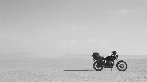 His custom Camper Special has greater ground clearance for off-road exploration, a modified rear frame that carries as much gear as you can strap to it, and a beefier front fork and suspension. He has since broadened his line to feature even burlier bikes, like a modified Honda XR600r with an engine snorkel for stream crossings.