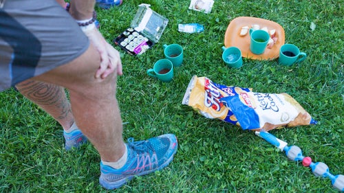 Olson gets ready to head back out on the course after refueling at the Ouray checkpoint.