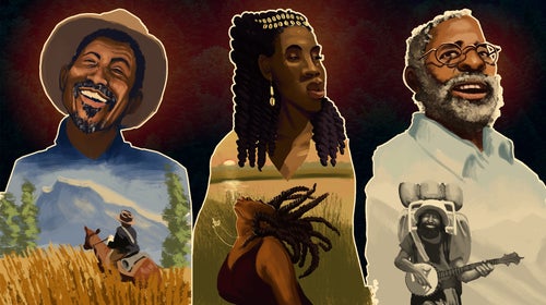 From left: Shelton Johnson, Queen Quet, and John Francis—heroes of the great outdoors.