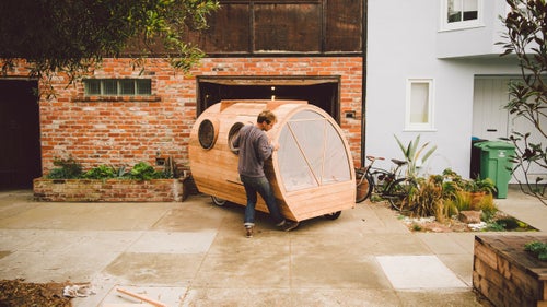 He also inherited a building gene from his father, an engineer who left piles of timber lying around that Nelson used to construct skate ramps and treehouses. Nelson went on to study art in San Francisco, where he surfed whenever he wasn’t working.
