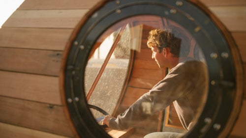 In 2015, he created the Golden Gate 2. It features a bed and storage cubbies, is powered by an electric motor and bicycle components, and has a top speed of 15 miles per hour. You drive it sitting cross-legged. “I designed it more as a living space than a car,” he says.