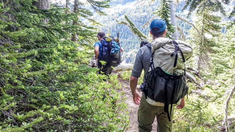 Wes, hiking in the VOORMI shirt. Over three days of consecutive wear it developed no stink, worked across a wide range of weather conditions, and held up to friction from pack straps.