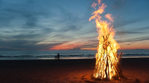 It’s tempting to go big when you’re building a bonfire, but modesty is the best approach. This one's probably a little larger than is responsible.