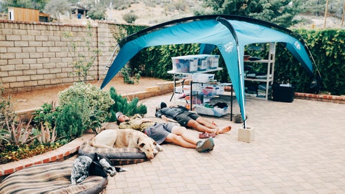 At another trail angel spot, hikers were taking naps on unused dog beds.