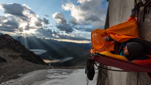 The film takes viewers along for the ride as Segal and Stanhope try to conquer a four-year project on a 5.14 finger crack. Here, a shot of Segal waking up on Snowpatch Spire.