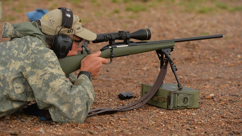 Wilkinson demonstrates correct prone shooting form.