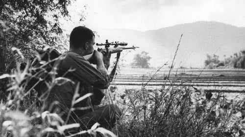 An unidentified Marine sniper in Vietnam.