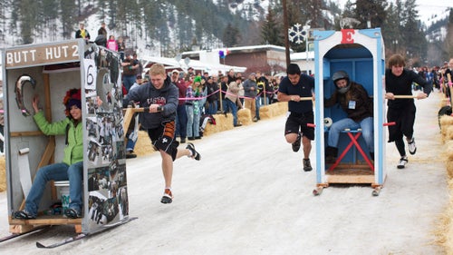 One thing not in short supply for fans and athletes at the annual Outhouse Races in rural Washington state: Porta-Potties. The toilets are often loaded with ice, used to keep beer chilled between heats.