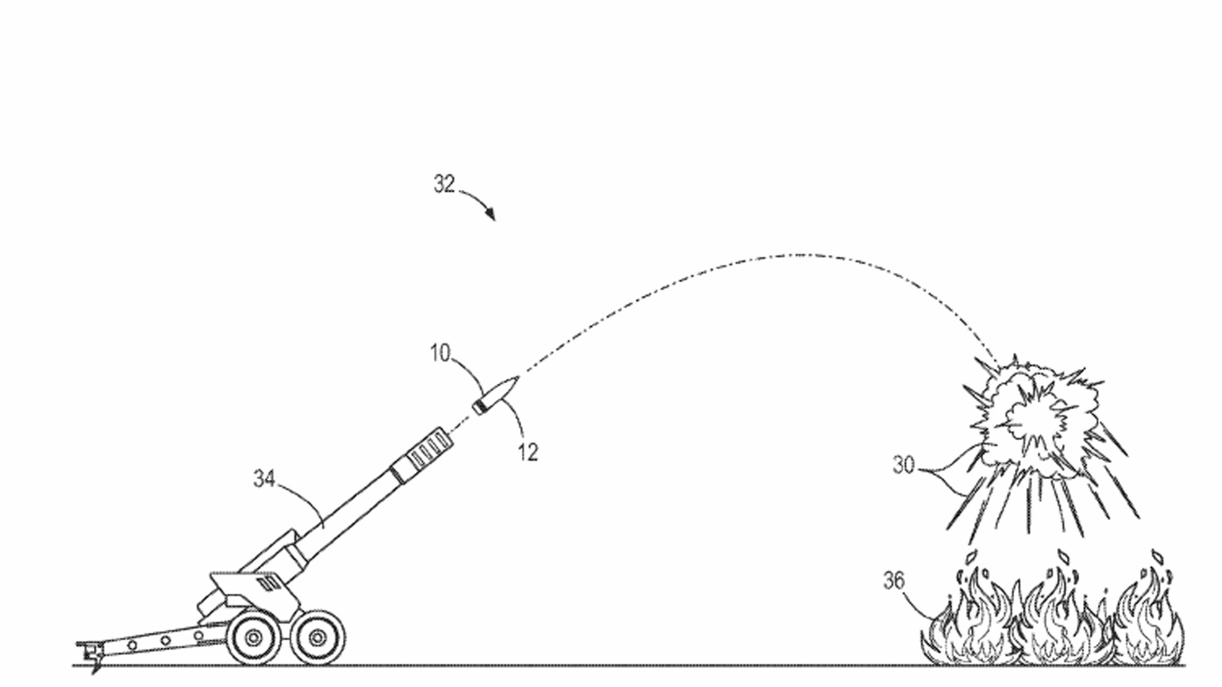 Boeing's latest patent includes a canon-style device that launches an artillery shell packed with fire retardant.
