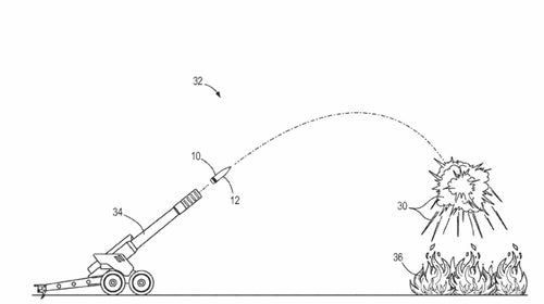 Boeing's latest patent includes a canon-style device that launches an artillery shell packed with fire retardant.