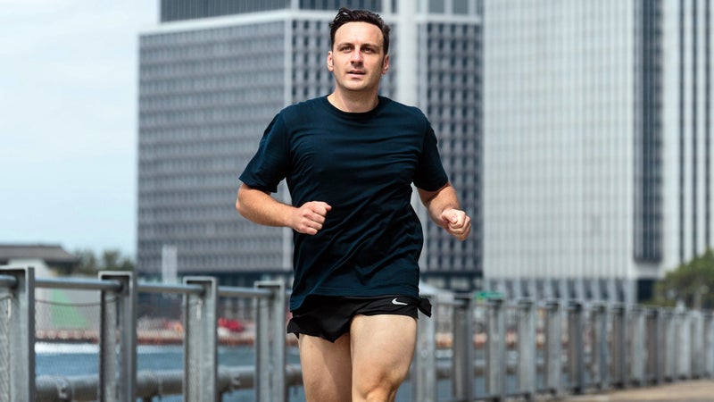 Sweating it out along Pier 2 in Brooklyn Bridge Park.