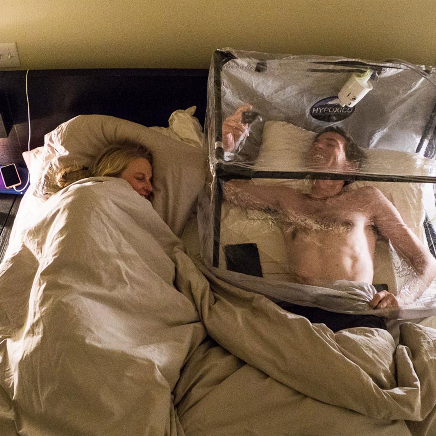 To prep for their latest expedition, Ballinger and Harrington have been sleeping in hypoxic tents.