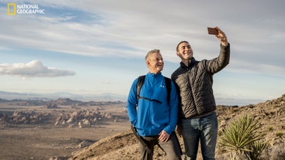 Author Timothy Egan and his son, Casey, at Joshua Tree National Park.