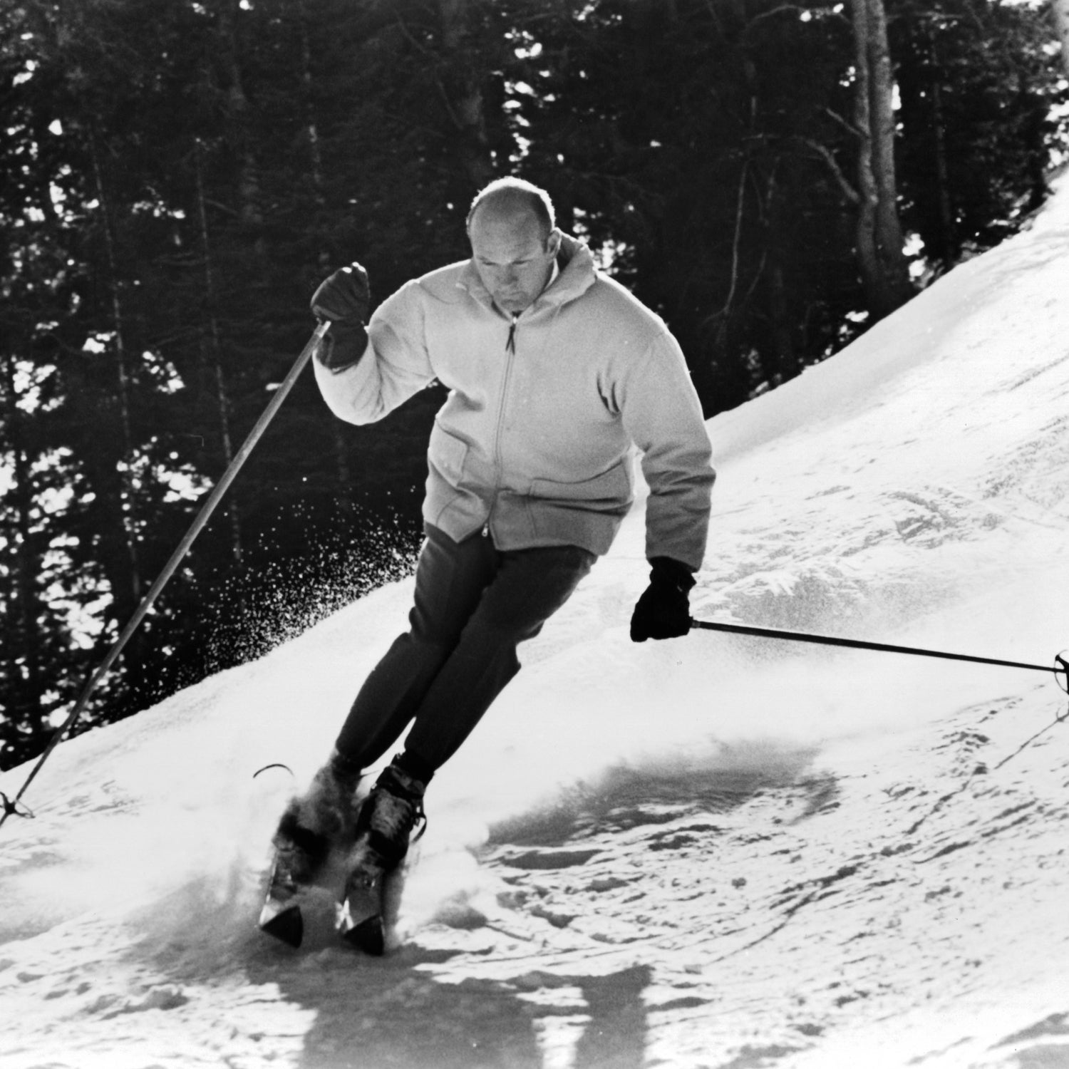 CIRCA 1967:  Warren Miller skies for the movie 