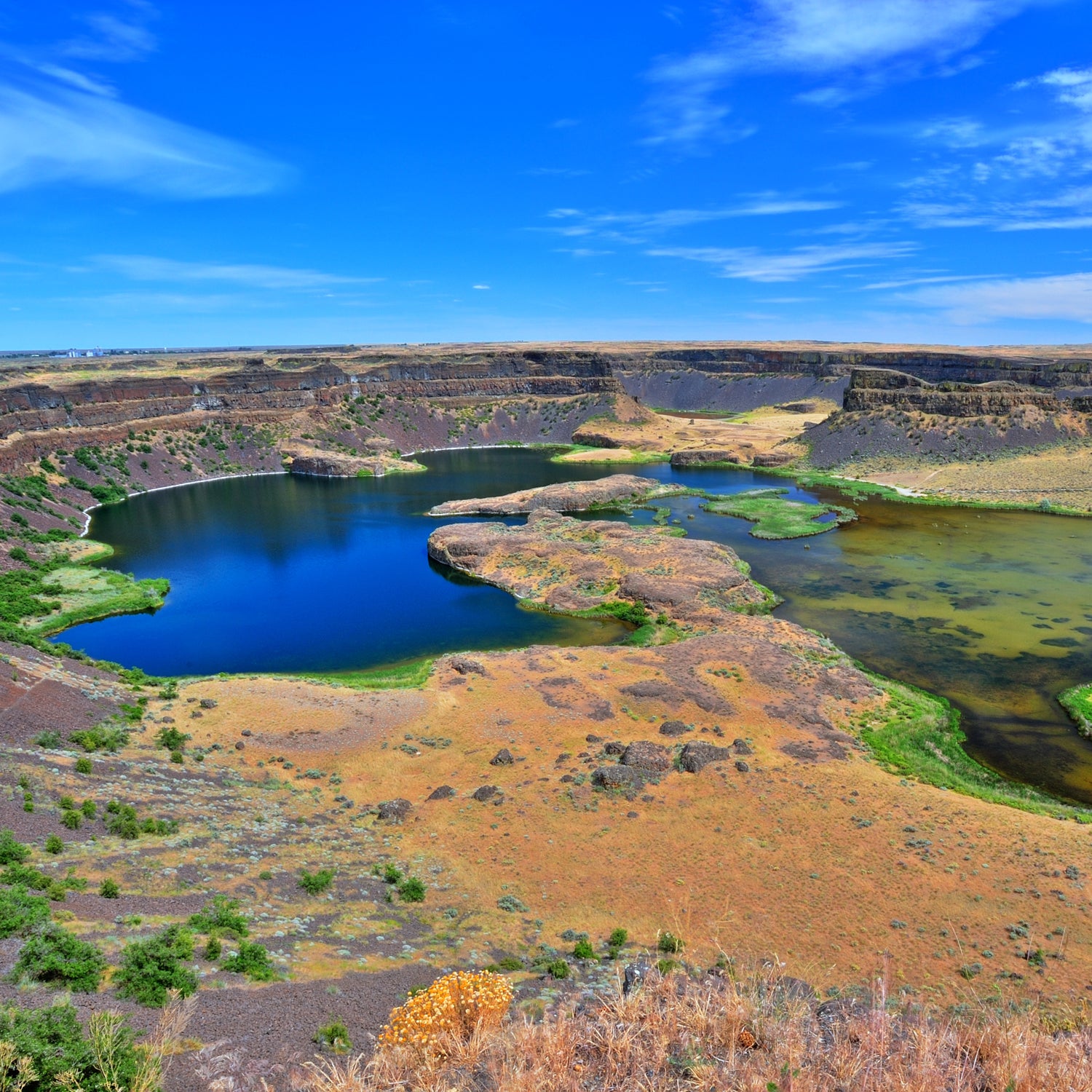 The colorful landscape around Washtington State's Dry Falls