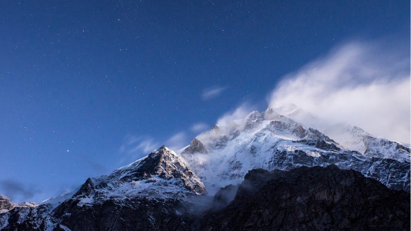 Clouds above Nanga Parbat summit in the winter.