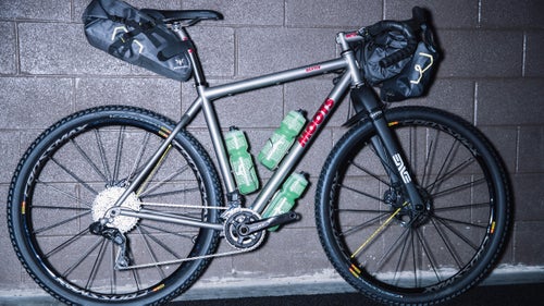 When I asked Jon Cariveau, marketing manager at Moots, whether the company considers the Baxter a mountain or road bike, he just shrugged sheepishly and said, 鈥淲e put it in our adventure category.鈥 The titanium bike is the next step along the continuum from last year鈥檚 Routt 45, though the Baxter definitely leans more toward the mountain side, with a slacker head tube, higher bottom bracket, lower stand-over height, and tire clearance for up to 2.25-inch rubber. It鈥檚 also suspension-corrected should you opt for a squishy fork. Like a handmade sibling to the Salsa Cutthroat, the Baxter is arguably the perfect tool for adventures such as the Tour Divide and other off-road bikepacking.