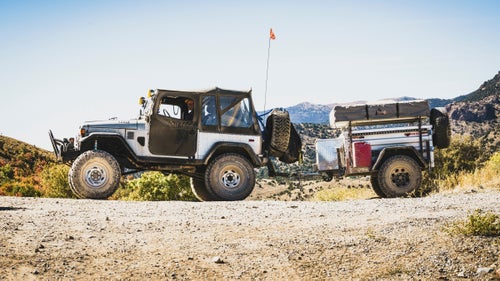 Dan MacFarlane, Sunset, Utah, 1978 FJ40 with Swagin Trailer, Eureka, Utah. Part of an overland group who traveled from Green River to Cruiser Fest 16 in Salt Lake City.