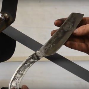 The man can turn anything into a knife.