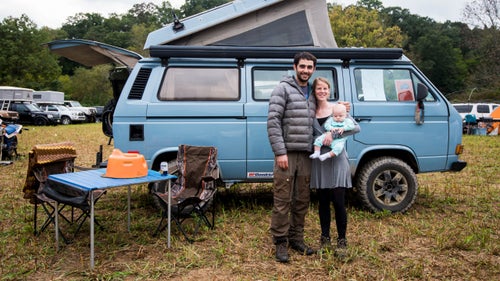 Greg and Katie Blachon have driven this 4WD Syncro 51,500 miles across North, Central, and South America over the past two years. They bought the van for $500 back in 2010, then worked on it for three years, adding the camper top and onboard solar along the way. It has the coveted Boxer Diesel EE20 engine, which combines new diesel technology with the performance of a boxer configuration for more power and less fuel consumption. The Blachon’s beefed up the offroad capabilities further with a super winch on the front bumper and an ARB compressor in the back for custom tire pressure depending on the terrain. Oh, and there’s a special compartment and table for bourbon in the back.