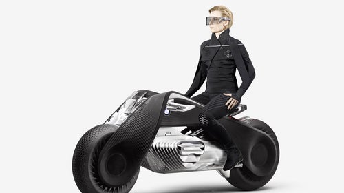 BMW envisions a future for motorcycling where vehicle connectivity and autonomous rider aids eliminate the need for safety gear like helmets and gloves.
