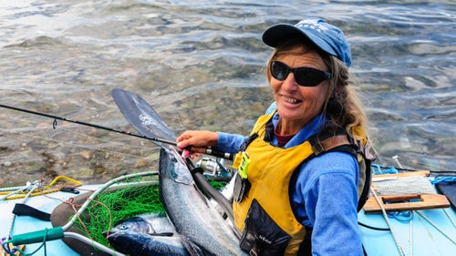 Fishing鈥攅ither jigging for rockfish and halibut, or casting for salmon鈥攚as part of everyday life. Over the course of the summer we caught and ate 119 fish.
Each summer, all of Alaska rejoices at the return of the salmon. The first salmon of the season came to us on June 29. We caught two fat, pink salmon and a gorgeous silver that day.