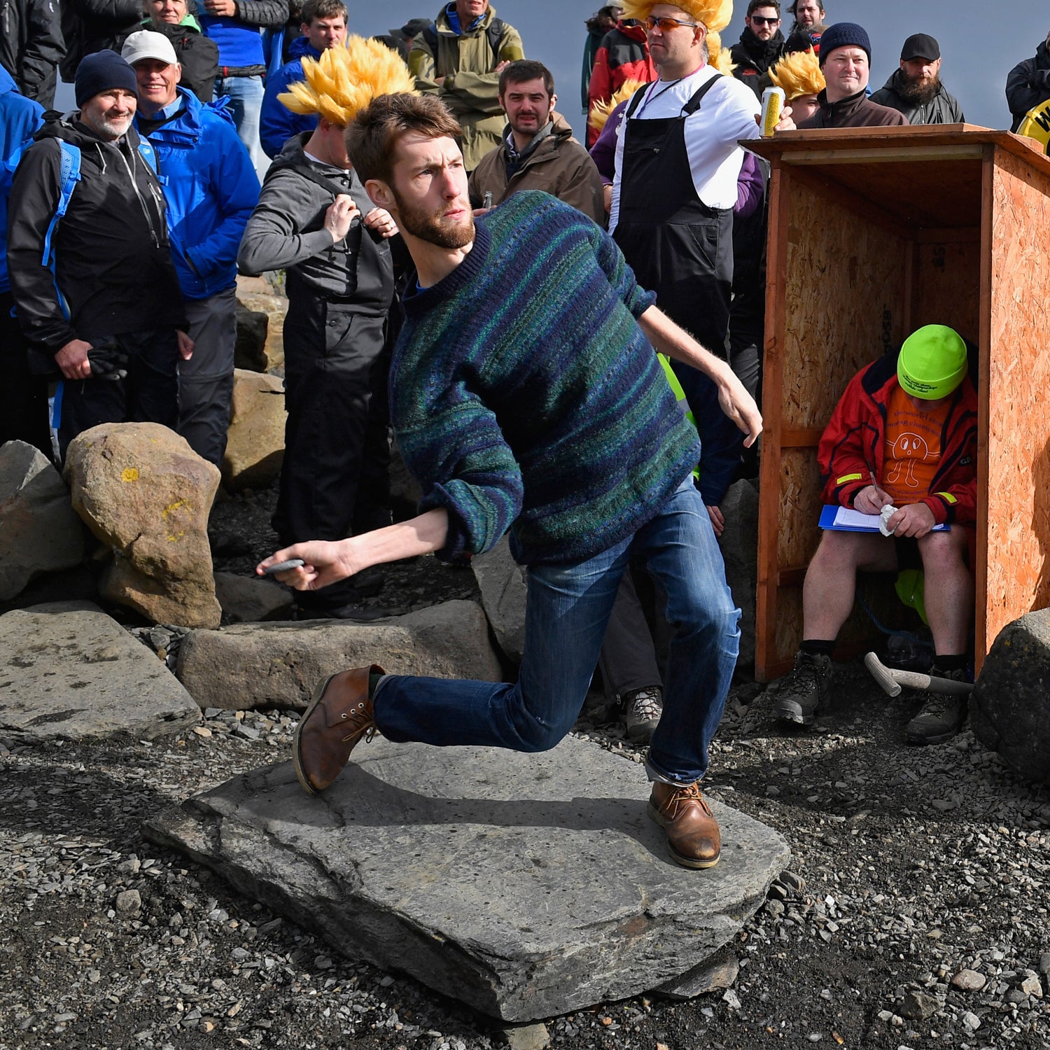 A competitor at this year's World Stone Skimming Championships. Donald 