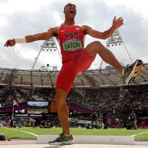 Two-time Olympic gold medalist Ashton Eaton uses the “Gladiator” soundtrack to get pumped up.