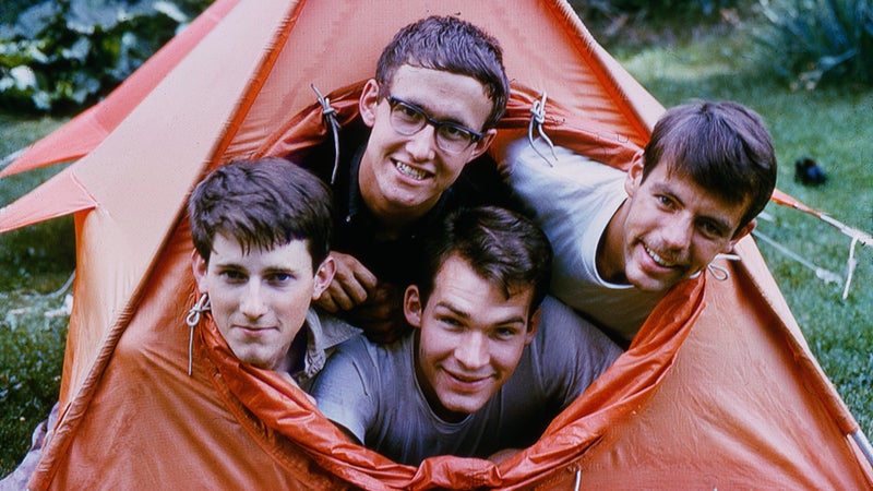 Clockwise from top: Roberts, Don Jensen, Ed Bernd, and Matt Hale in Boulder, Colorado, before heading off to attempt Huntington in the summer of 1965.