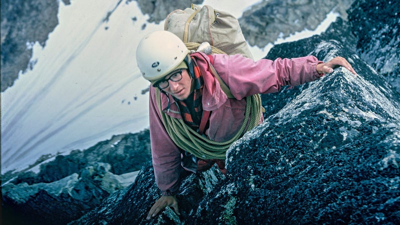 Roberts climbing in the Revelation Mountains.