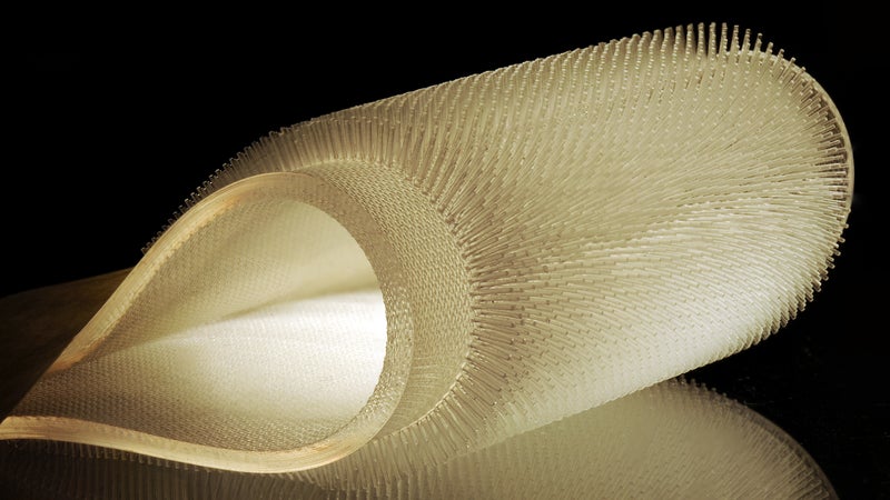 The furry plastic material developed by MIT engineers.