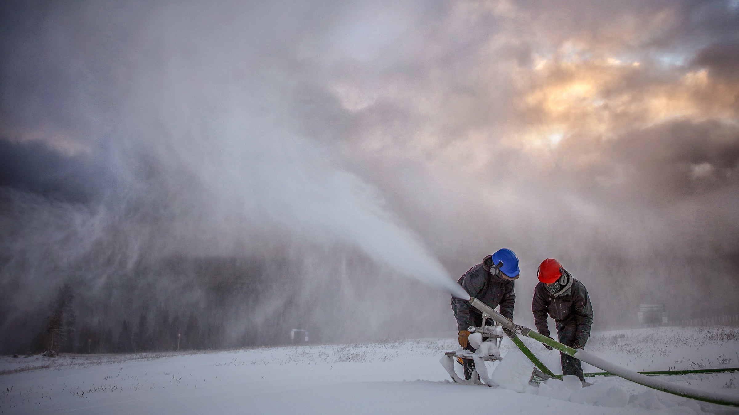 The Copper crew making it snow earlier this month.