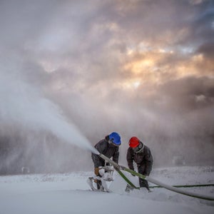 The Copper crews making it snow earlier this month.