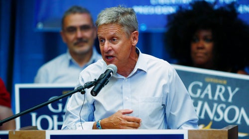 Libertarian presidential nominee Gary Johnson campaigns in Colorado.