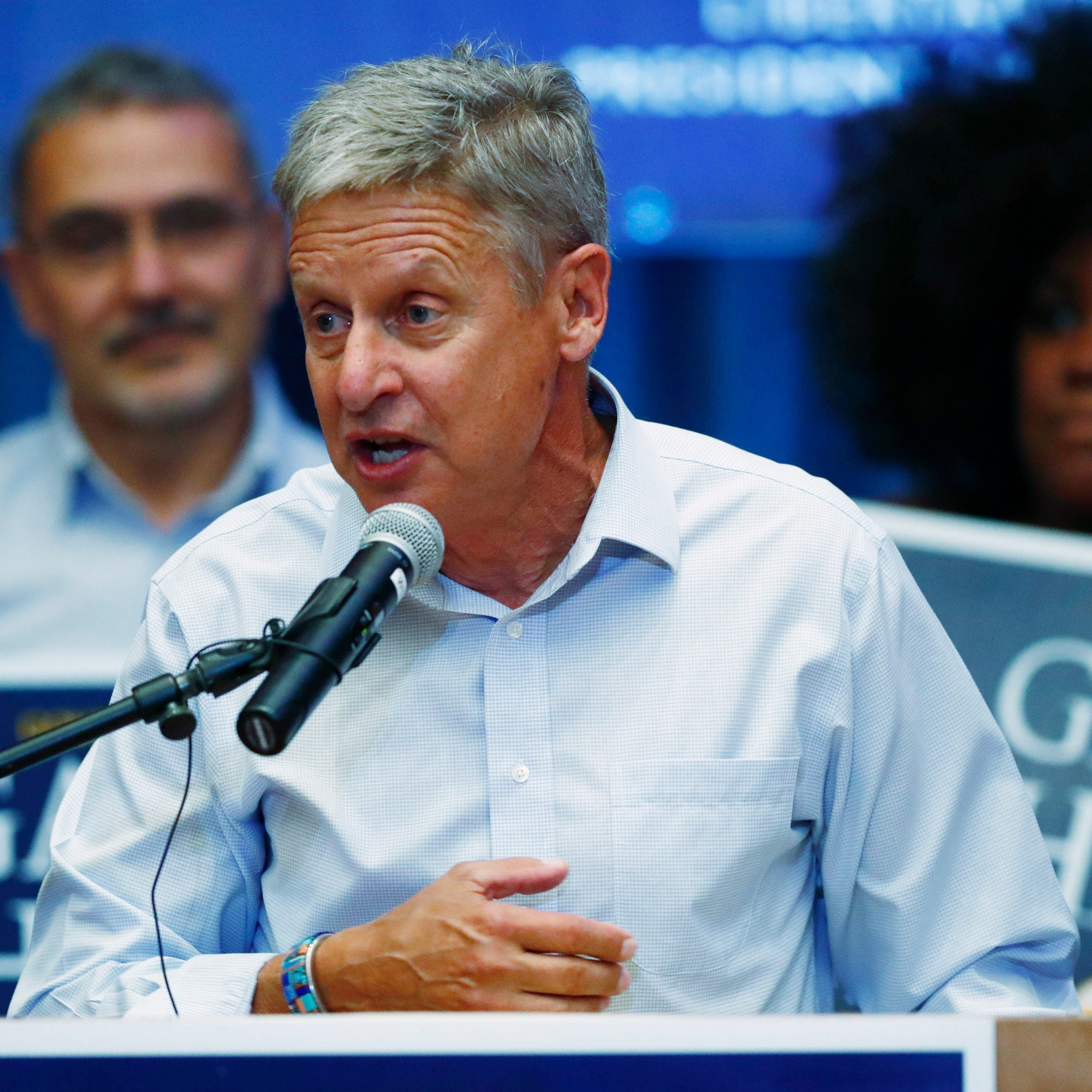 Libertarian presidential nominee Gary Johnson campaigns in Colorado.