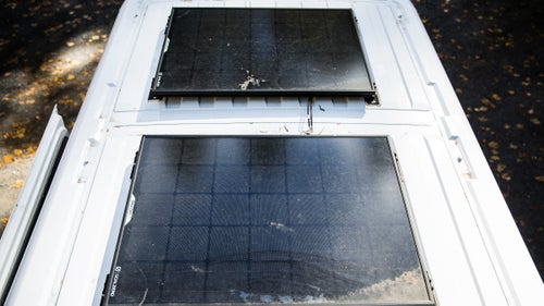 Two roof-mounted Goal Zero Boulder 90 solar panels keep the Yeti 400 charged up.