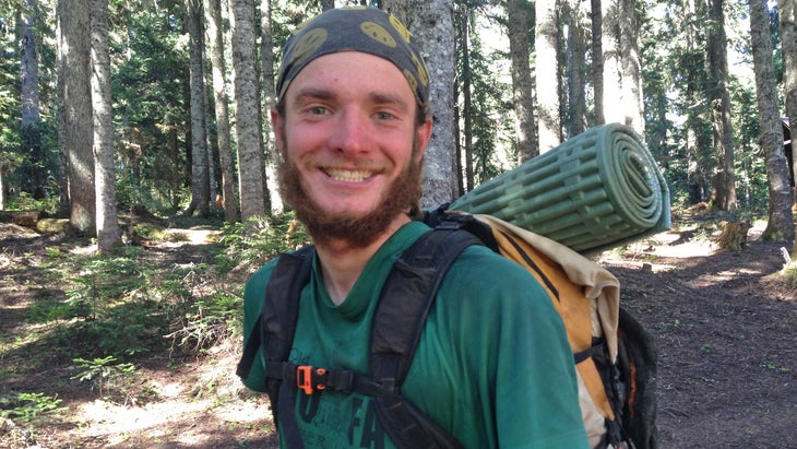 Eric Anderson, 25 
<p>Trail Name: Dart</p>
<p>Wisconsin</p>
<p>“It doesn’t matter where I am, I can be myself and do my thing the same in the woods, or in society, anywhere. Previously, my self-image was contextual, defined by studies or work. But now I realize it doesn’t matter where I am or what I’m doing, I am a relative constant in and of myself. The PCT is a momentum break; in the real world, you’re caught up with the next event, the next get together with friends, the next work. Getting away from all of that and just existing for a little while helps clarify things. It lets you know what you really want to do.”</p> 
